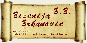 Bisenija Brkanović vizit kartica